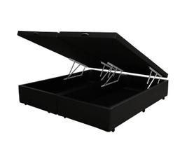 Cama Box Baú Casal 138 Bipartido Bello Box - Tecido Sintético Preto Cama Box Baú Casal 138 Bipartido Bello Box - Tecido Sintético Preto