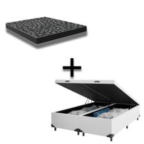 Cama Box Baú Casal 138 Bipartido Tecido Sintético Branco Com Colchão Espuma D20 - Tampo Preto Bello Box 12cm Cama Box Baú Casal 138 Bipartido Tecido Sintético Branco Com Colchão Espuma D20 - Tampo Preto Bello Box 12cm