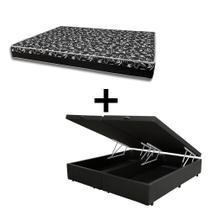 Cama Box Baú Casal 138 Bipartido - Tecido Sintético Preto Com Colchão Belize Bello Box - D33 Preto 58x138x188 Cama Box Baú Casal 138 Bipartido - Tecido Sintético Preto Com Colchão Belize Bello Box - D33 Preto 58x138x188