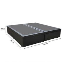 Cama Box Baú Casal 138 Bipartido Tecido Sintético Preto Com Colchão Espuma D20 - Tampo Preto Bello Box 12cm Cama Box Baú Casal 138 Bipartido Tecido Sintético Preto Com Colchão Espuma D20 - Tampo Preto Bello Box 12cm