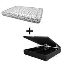 Cama Box Baú Casal 138 Bipartido - Tecido Sintético Preto Com Colchão Nápoles Bello Box - 100% Espuma - D33 Branco 55x138x188 Cama Box Baú Casal 138 Bipartido - Tecido Sintético Preto Com Colchão Nápoles Bello Box - 100% Espuma - D33 Branco 55x138x188