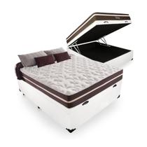Cama Box Baú Casal 138 Branco com Colchão Little Angel Mola Superlastic 62x138x188cm Cama Box Baú Casal 138 Branco com Colchão Little Angel Mola Superlastic 62x138x188cm