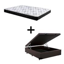 Cama Box Baú Casal 138 Sintético Marrom com Colchão Green - Bello Box - Espuma D33 Preto