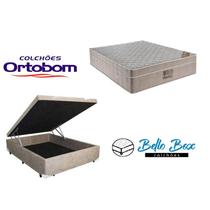 Cama Box Baú Casal 138 Suede Bege Colchão Ortobom Airtech Spring Pocket D26 Bege 70x138x188 Cama Box Baú Casal 138 Suede Bege Colchão Ortobom Airtech Spring Pocket D26 Bege 70x138x188