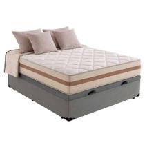 Cama Box Baú Casal 138 Suede Cinza Com Colchão Pillow Angel Molas Ensacadas 63x138x188 Cama Box Baú Casal 138 Suede Cinza Com Colchão Pillow Angel Molas Ensacadas 63x138x188