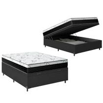 Cama Box Baú Casal 138 Tecido Sintético com Colchão Espuma D33 One Face Preto Bello Box - 58x138x188