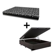 Cama Box Baú Casal 138 - Tecido Sintético Marrom com Colchão Belize Bello Box - D33 Preto 58x138x188 Cama Box Baú Casal 138 - Tecido Sintético Marrom com Colchão Belize Bello Box - D33 Preto 58x138x188