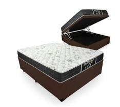 Cama Box Baú casal 138 Tecido Sintético Marrom Com Colchão com Molas - Prodormir Sleep Black - Probel 63x138x188