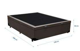 Cama Box Baú Casal 138 Tecido Sintético Marrom com Colchão de Espuma Semi Ortopédica Extra Firme D28 Cinza 80kg