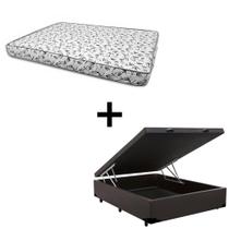 Cama Box Baú Casal 138 - Tecido Sintético Marrom Com Colchão Nápoles Bello Box - 100% Espuma - Branco D33 55x138x188 Cama Box Baú Casal 138 - Tecido Sintético Marrom Com Colchão Nápoles Bello Box - 100% Espuma - Branco D33 55x138x188