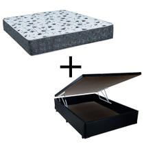 Cama Box Baú Casal 138 Tecido Sintético Preto Com Colchão Alegro Bello Box Espuma D28 Cinza 58x138x188 Cama Box Baú Casal 138 Tecido Sintético Preto Com Colchão Alegro Bello Box Espuma D28 Cinza 58x138x188