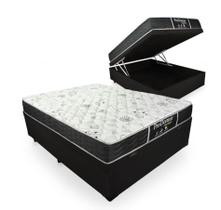 Cama Box Baú casal 138 Tecido Sintético Preto Com Colchão com Molas - Prodormir Sleep Black - Probel 63x138x188