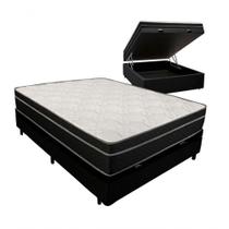 Cama Box Baú Casal 138 Tecido Sintético Preto Com Colchão Paris De Molas Ensacadas Preto 67x138x188 Cama Box Baú Casal 138 Tecido Sintético Preto Com Colchão Paris De Molas Ensacadas Preto 67x138x188