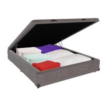 Cama Box Baú Casal 138x188 Cinza - Compacto e Moderno