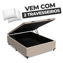 Cama Box Baú Casal 138x188x41cm Sintético Bege - Nova Box