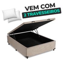 Cama Box Baú Casal 138x188x41cm Suede Bege - Nova Box