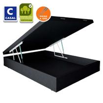 Cama Box Baú Casal 138x188x43 Premium Sintético Preto