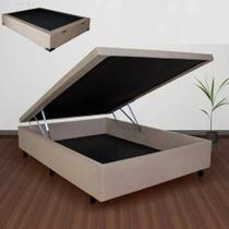 Cama Box Baú Casal 44x138x188 cm Couro Bege