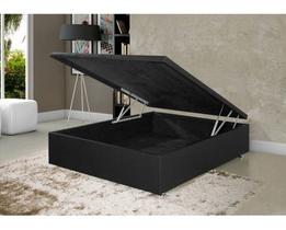 Cama Box Baú Casal 44x138x188 cm Couro Preto
