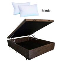 Cama Box Baú Casal 44x138x188 cm Sintético Marrom