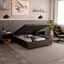Cama Box Baú Casal - 44x138x188cm - Couro Preto Cama Box Baú Casal - 44x138x188cm - Couro Preto