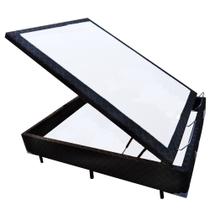 Cama Box Baú Casal AColchoes Poliéster Preto 41x138x188 Cama Box Baú Casal AColchoes Poliéster Preto 41x138x188