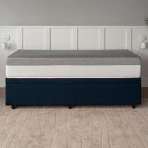 Cama Box Baú Casal Azul com Colchão Guldi Dream Mola Ensacada (30x138x188) Cinza e Branco Cama Box Baú Casal Azul com Colchão Guldi Dream Mola Ensacada (30x138x188) Cinza e Branco