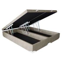 Cama Box Baú Casal Bege Bi partido com Pistão A Gás 138x188