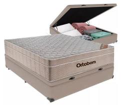 Cama Box Baú Casal Bege Camurça + Colchão De Molas Ensacadas Airtech - 138x188x64 Cama Box Baú Casal Bege Camurça + Colchão De Molas Ensacadas Airtech - 138x188x64