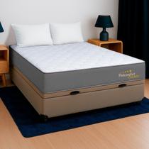 Cama Box Baú Casal Bege+Colchão Cambridge D33 PoliConfort