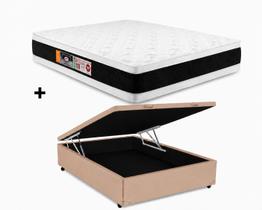 Cama Box Bau Casal Bege Colchão Casal Black e White Air Double Face D45 138x188 - Castor