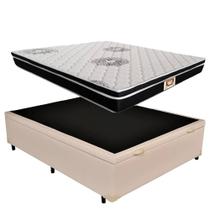 Cama Box Baú Casal Bege + Colchão De Molas 1,38 X 1,88