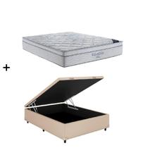 Cama Box Baú Casal Bege Colchão Freedom Molas Ensacadas 138x188 - Ortobom Cama Box Baú Casal Bege Colchão Freedom Molas Ensacadas 138x188 - Ortobom
