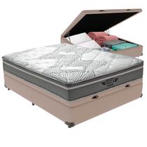 Cama Box Baú Casal Bege Colchão Ibiza Molas Ensacadas V-Tech Cama Box Baú Casal Bege Colchão Ibiza Molas Ensacadas V-Tech