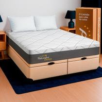 Cama Box Baú Casal Bege + Colchão Napoles D28 PoliConfort