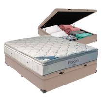 Cama Box Baú Casal Bege e Colchão Freedom Molas Ensacadas Ortobom Cama Box Baú Casal Bege e Colchão Freedom Molas Ensacadas Ortobom