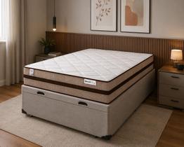 Cama Box Baú Casal Bege material sintético + Colchão Molas Ensacadas Ilheus 138x188x65 Cama Box Baú Casal Bege material sintético + Colchão Molas Ensacadas Ilheus 138x188x65