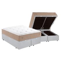 Cama Box Baú Casal Bipartida com Colchão Herval C1631 Molas Maxspring 138x188x75cm MS