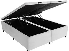 Cama Box Baú Casal Bipartida Sintético Branco 138x188 Cama Box Baú Casal Bipartida Sintético Branco 138x188