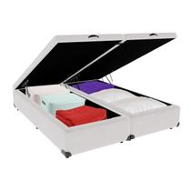 Cama Box Baú Casal Bipartida Sintético Branco