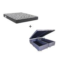 Cama Box Baú Casal Bipartido 138 Suede Cinza com Colchão De Espuma - D33 Ortobom ISO 100 60x138x188 - Bello Box
