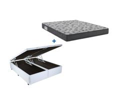 Cama Box Baú Casal Bipartido 138 Tecido Sintético Branco com Colchão De Espuma - D33 Ortobom ISO 100 60x138x188