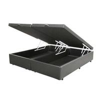 Cama Box Baú Casal Bipartido AColchões Sintético Cinza 41x138x188