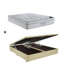 Cama Box Baú Casal Bipartido Bege Colchão Freedom Molas Ensacadas 138x188 - Ortobom Cama Box Baú Casal Bipartido Bege Colchão Freedom Molas Ensacadas 138x188 - Ortobom