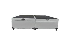 Cama Box Baú Casal Bipartido Blindado Linhão Cinza Com Pistão A Gás