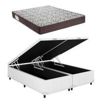 Cama Box Baú Casal Bipartido Branco Colchão ISO 150 D45 - Ortobom
