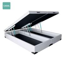 Cama Box Baú Casal Bipartido Branco Suede 138x188