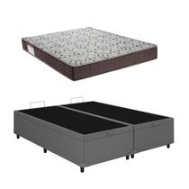 Cama Box Baú Casal Bipartido Cinza Colchão ISO 150 D45 - Ortobom