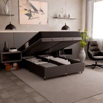 Cama Box Baú Casal Bipartido + Colchão D33 One Face - 61x138x188cm - Várias Cores