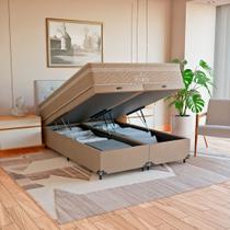 Cama Box Baú Casal Bipartido + Colchão Paris Molas Ensacadas